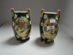 A pair of early 20th century Noritake vase with Japanese designs