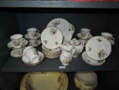 A fine Victorian porcelain part tea service having hand painted floral scenes with gilt borders
