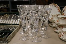 A set of eleven modern Cumbria Crystal Ambleside pattern wine glasses
