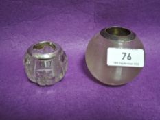 Two early 20th century glass vesta strikers with HM silver rims