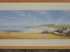 Brian Towers, (contemporary), after, a print, Dunstanburgh from Newton, 24 x 63cm, mounted pine
