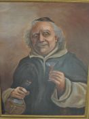 (20th century), an oil painting, drunk monk, 60 x 45cm, framed 67 x 52cm