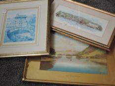 Roland Stead, (19th/20th century), a gouache painting, Rydal Water, signed, 27 x 38cm, gilt effect