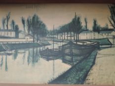 Bernard Buffet, (1928-1999), after, a block print, canal scene, 46 x 76cm, framed, 50 x 80cm
