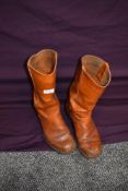 A pair of vintage Gents Chelsea boots having stack heel and rubber sole.