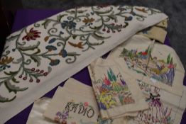 A highly decorative crewel work panel having detailed floral design, around early 20th century, also