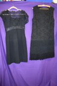 An early 1960s Blanes dress having lace bodice and a similar handmade flapper style dress having