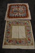 Two squares of printed cotton, one of royal interest.