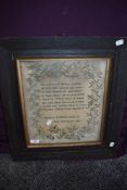 A fine needlework sampler of local interest, By Isabella Robinson, aged 12, Kendal, September 1828.