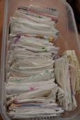 A large collection of vintage and antique handkerchiefs including lace edged and embroidered
