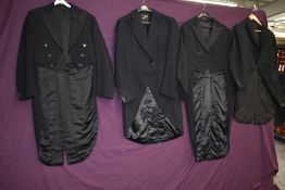 Four gents tail coats, dated 1922 and onwards.