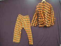 A vintage cotton fancy dress jesters costume.