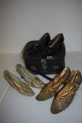 Three early 20th century pairs of ladies heels, AF.