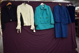 A collection of ladies 1960s clothing to include Jean Varon blouse, velvet skirt, skirt suit,