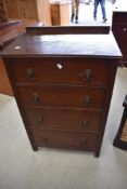 An early 20th Century oak bedroom chest of four drawers