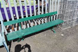 A traditional railway bench A/F painted green