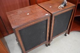 A pair of vintage mahogany cased speakers