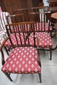 A set of five (four plus one) George III style dining chairs