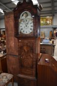 A 19th Century mahogany cased long case clock having 8 day movement and moon phase painted dial,