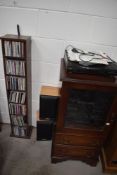 A Technics hifi etc , Reproduction Regency cabinet, and a collection of CDs