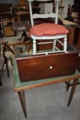 A folding card table, painted bedroom chair and 19th Century mahogany part