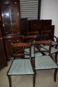 A reproduction Regency table and set of six (four plus two) dining chairs, and similar corner