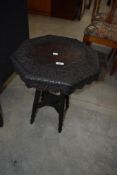 A 19th Century Anglo Indian style occasional table having octagonal top, width approx. 46cm
