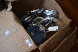 A selection of chrome and glass light fittings