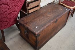 An interesting antique camphor seaman's chest , with later internal fittings