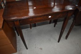 A 19th Century D end style side table having inlay work to frieze and tapered legs