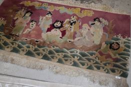 A Chinese style rug having pictorial decoration