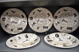 Four mid century 'Homemaker' dinner plates and two bowls.