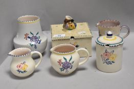 A selection of Poole pottery to include vase, jugs and more, Some AF.
