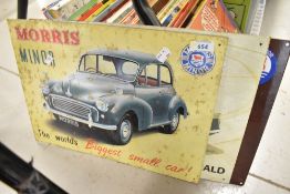Three modern metal signs for Morris cars