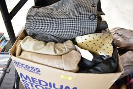 A selection of mixed textiles and clothes including mens ties