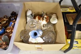 A selection of ceramics and glass wares including Nao figurines