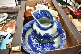 A selection of ceramics including Holkham Owl Eye teapot