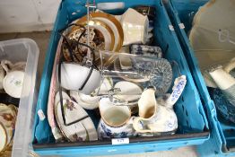 A selection of ceramics including blue and white wares