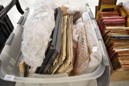 A selection of vinyl records and albums and some shellac 78rpm records
