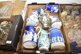 A selection of Wedgwood style jugs
