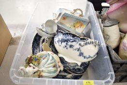 A selection of blue flow dinner wares