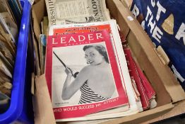 A selection of vintage magazines including Paris Match and Leader