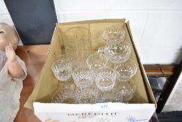 A selection of 20th century clear cut crystal glass wares including Tudor liquor glasses