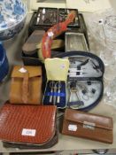 A collection of 20th century ladies and gents manicure, brush and nail sets most in leather cases