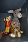 Three 20th century childrens soft toys including Rupert bear 1969 Beaverbrook, a teddy bear and a