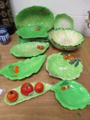 A selection of 20th century Crown Devon, Beswick and Carlton ware leaf form dishes and servers