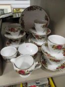 A 20th century Ironstone English Rose pattern part tea service