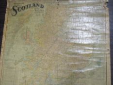 An antique cloth backed map ,'Scarboroughs map of Scotland shewing counties' and a selection of