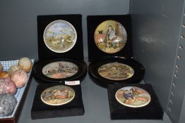 A set of six Victorian Pratt ware Paste pot lids including The Times, Pegwell bay and merchant