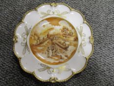 Four modern Caverswall hand painted plated by Keith Hancock depicting by gone horse work